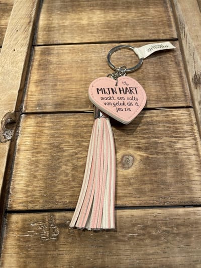 Sleutelhanger /Tashanger +Tassel / Kwast Hart ik hou van Jou