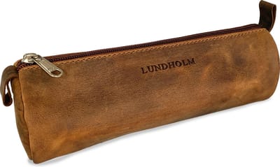 Lundholm etui leer bruin - pennenzak volwassenen van hoogwaardig rundleer - etui voor pennen