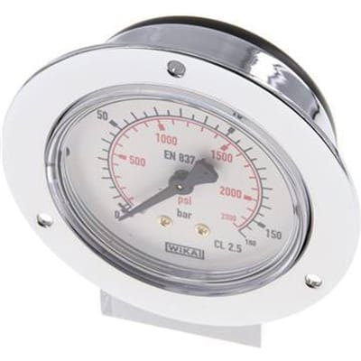 0..160 Bar Paneelmontage Manometer Staal/Messing 63 mm Klasse 2.5 (Voorflens) - MW016063SH-FP