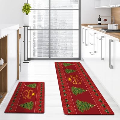Kerst Verdikte Keukenvloermatten, Stofdicht, Antislip, Feestelijk, Feestelijk, Kerstversiering, Entreevloermatten 40*60*0.8cm gray