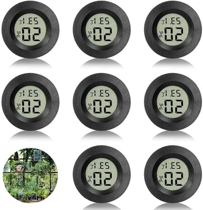 8 stuks - Hygrometer - Vochtmeter - 2 in 1 thermometer en hygrometer - Weerstation - Luchtvochtigheidsmeter - Digitale Hygrometer - Thermometer Voor Binnen - Hygrometer Met Batterijen - Voor Binnen & Buiten - voor kas, kelder, babykamer - zwart
