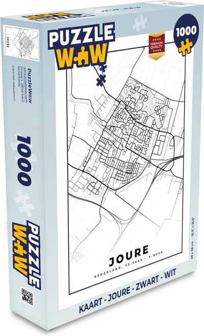 Puzzel Kaart - Joure - Zwart - Wit - Legpuzzel - Puzzel 1000 stukjes volwassenen