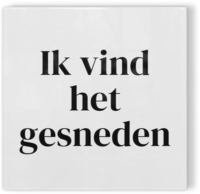 Tegeltje Haarlem Ik vind het gesneden - wit zwart - tegeltje stad - tegeltje met tekst