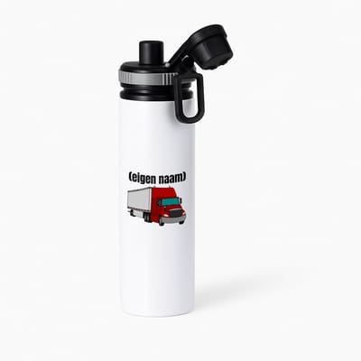 Hacebo® - rode vrachtwagen met eigen naam waterfles met draaidop grijs - Vrachtwagen chauffeur - vrachtauto chauffeurs - iemand die houdt van vrachtwagens - verjaardag - cadeau - kado - geschenk - water fles - 850ML