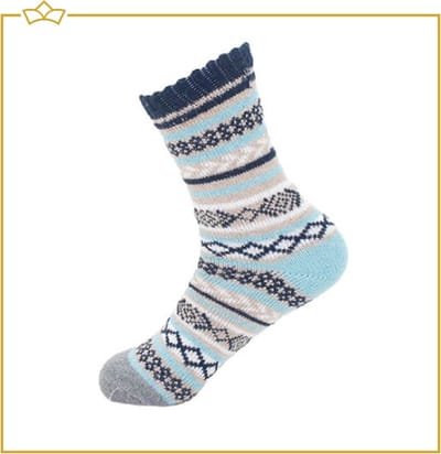 ATTREZZO® Huissokken - Noorse Sokken - Wintersokken - maat 39/42 - Lichtblauw/Donkerblauw