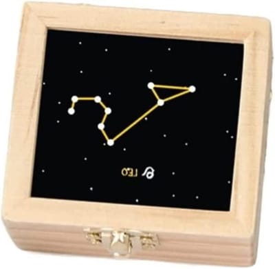 Muziekdoosje Sterrenbeeld - Houten Uurwerk - Decoratief Cadeau - Mechanische Beweging - 7 x 4.5 x 6.6cm - Houtkleur