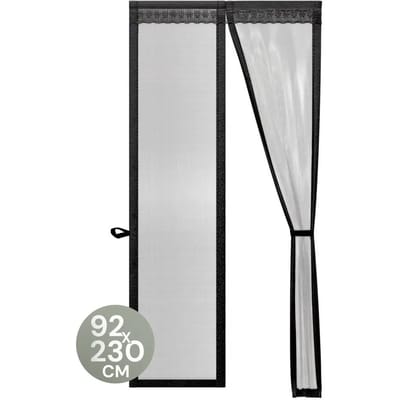 O'DADDY Deurgordijn Deluxe Fiber Magnetisch Vliegengordijn – Voorzien Van Zelfsluitend Mechanisme En Geen Zichtbare Banen En Complete Klittenband Bevestiging – Voor Kinderen En Huisdieren – Zwart Glasvezel – 92 x 230 cm