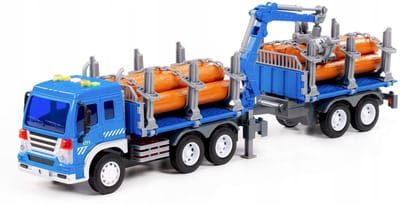 Grote Houttransport Vrachtwagen 46,5cm met Kraan, Licht & Geluid