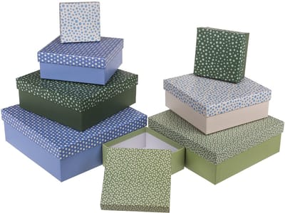 Dailygoods- Cadeaudozen 8-delig - Geschenkdozen met deksel - Cadeauverpakking - Robuuste kartonnen constructie - 22,5 x 22,5 x 8 cm - Perfect voor elke gelegenheid