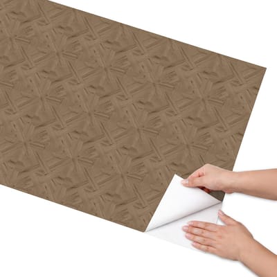 Coloray Meubel Wrap Folie - Bruin Meubelfolie - 65x130 cm - Meubelfolie Zelfklevend Houten symmetrie - Wrapfolie Keuken - Klassiek Meubelfolie - Decoratiefolie - Tafeldecoratie - Texturen