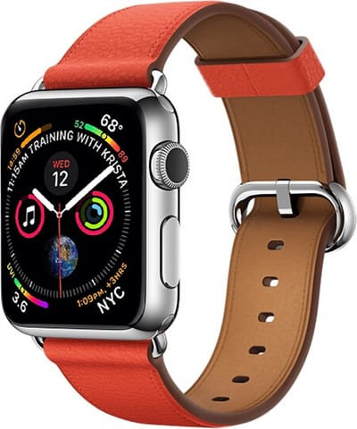 By Qubix - Geschikt voor Apple Watch bandje - Classic lederen bandje - Licht oranje/bruin - Geschikt voor Apple Watch 38mm / 40mm / 41mm / 42mm - leren smartwatchbandje - Horlogebandje