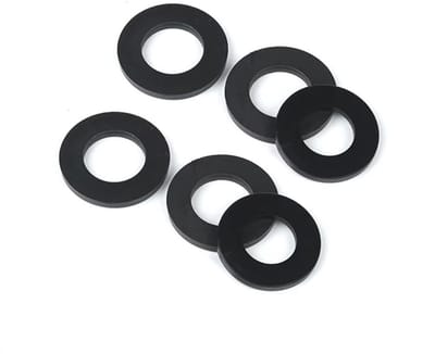 Dailygoods - Kunststof sluitringen - Nylon sluitringen - Duurzaam en sterk - Zwart - Platte sluitringen - Ideaal voor bevestigingen - M10 x 16 x 1,0 mm