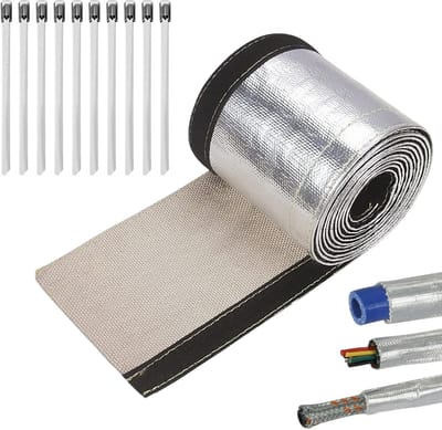 Hittewerende slang van 2 meter, aluminium titanium hittebescherming met klittenbandsluiting en roestvrijstalen banden voor kabels, brandstofleidingen en slangen (15 mm) - ideaal voor hoge temperaturen, isolatie en bescherming