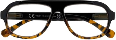 Ear2Ear Tom-01 leesbril +1.00 zwart met tortoise uitloop - robuust montuur - incl. luxe verpakking
