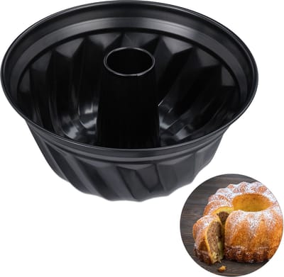 tulband bakvorm - Ø 25 cm - met antiaanbaklaag - staal - cakevorm rond - zwart