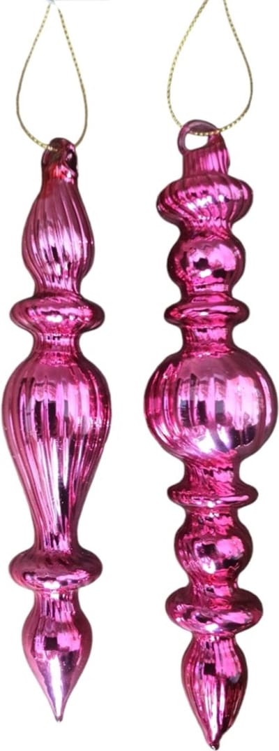 House of Seasons Pegel roze / Kerst Ornament - 4 Stuks -H17,5xD3,5cm