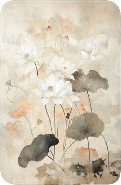 WC mat 40x60 cm - Antislip - Bloemen - Japandi - Wabi sabi - Toiletmat - Vloermat - Douchemat - Toilet tapijt - Toiletmatten