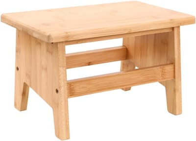 Stevige Bamboe Kruk - Houten Voetenbankje voor Kinderen en Volwassenen - Badkamer of Keuken - 33x21x20 cm