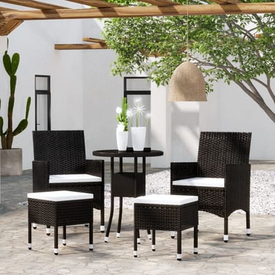 vidaXL - 5-delige - Loungeset - poly - rattan - zwart