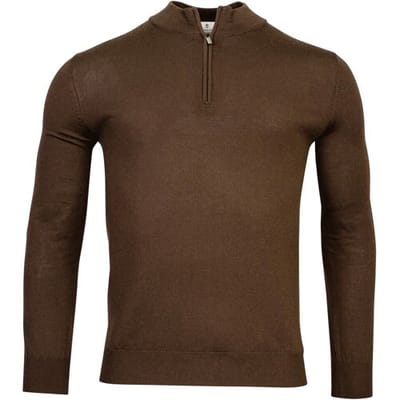 Thomas Maine Trui Fine Merino Skipper Half Zip Single Knit Choco Brown / male