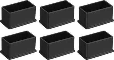 Vierkante Stoelpootdoppen van PVC, 50 mm x 25 mm, Zwart - Vloerbeschermers voor Stoelpoten en Tafelpoten