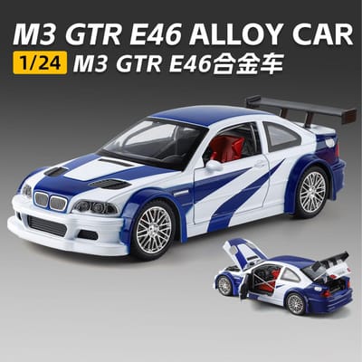 1:24 M3 E46 Gtr Coupe Legering Sportauto Model Diecast Metaal Baanrace Voertuigen Auto Model Geluid Licht Simulatie Kinderen Speelgoed Cadeau