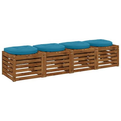 vidaXL - 4-Piece - Zitkussens - 4 - st - 100% - Polyester - Lichtblauw