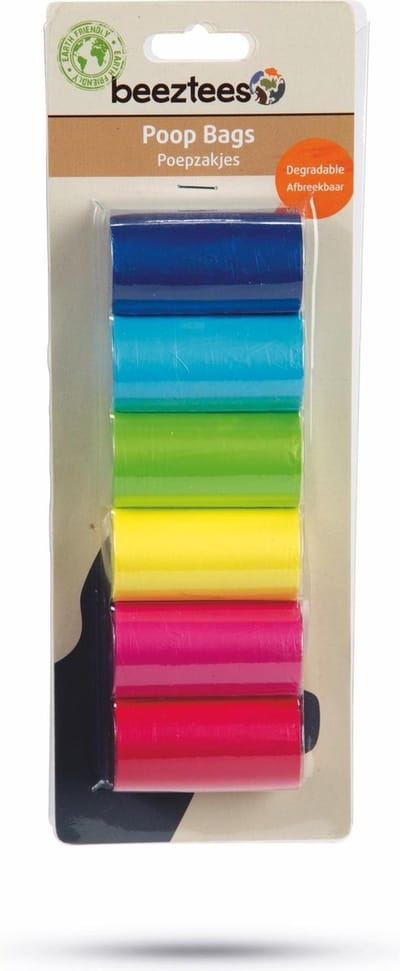 Beeztees poepzakjes regenboog 6 x 20 ST