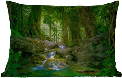 Buitenkussens - Tuin - Jungle - Stenen - Water - Natuur - Planten - 50x30 cm