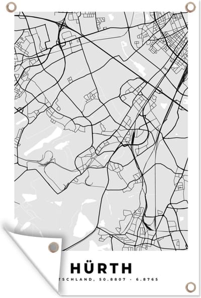 Muurdecoratie Stadskaart - Duitsland - Hürth- Kaart - Plattegrond - 120x180 cm - Tuinposter - Tuindoek