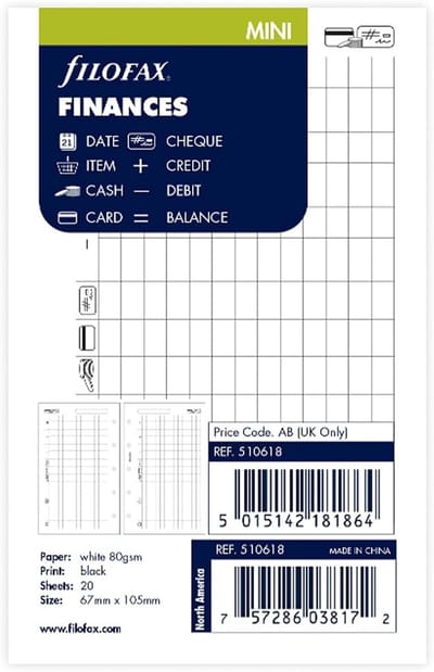 Agenda Vulling - Financiële Planning - Notities Maken - Vijf Gaten - 67mm x 105mm - Wit
