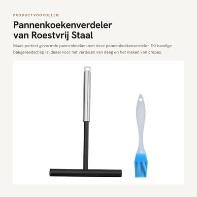 Dailygoods- Pannenkoekenverdeler 19,5 cm - Roestvrij Staal - Deegverdeler - Bakgereedschap - Vaatwasmachinebestendig - T-vormig Handvat