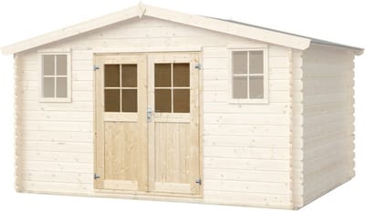 EASTWALL Dubbele tuindeur glas – Blokhutdeuren – Schuurdeuren – Tuinhuisdeuren – 150 x 180 cm – Onbehandeld vurenhout – Plexiglas ruit - Inclusief hang- en sluitwerk