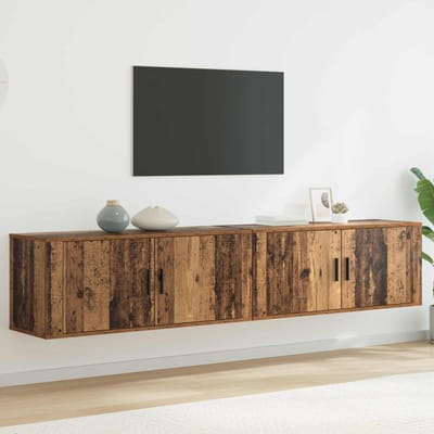 vidaXL Wandtv-kast Set 2 st Oud Hout Bewerkt hout
