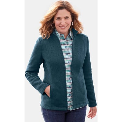 Heerlijk zacht tricot fleece jasje - petrol / gemêl. - Gr. 42 van Goldner Fashion