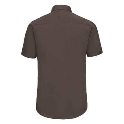 Russell Collection Heren Stretch Overhemd Met Korte Mouwen (Chocolade)
