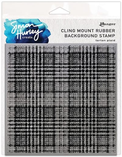 Simon Hurley rubber background stamp - Tartan plaid