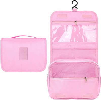 Fako Fashion - Reis Toilettas Met Ophang Haak - Make-up Travel Bag - Organizer Voor Toiletartikelen - Reisartikelen - Travel Bag - Ophangbare Toilettas - Roze