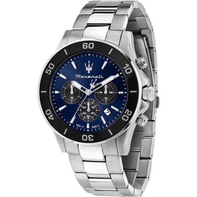 Maserati Competizione Chronograaf Roestvrij Staal Blauwe Sunray Wijzerplaat Quartz R8873600009 100M Herenhorloge blauw