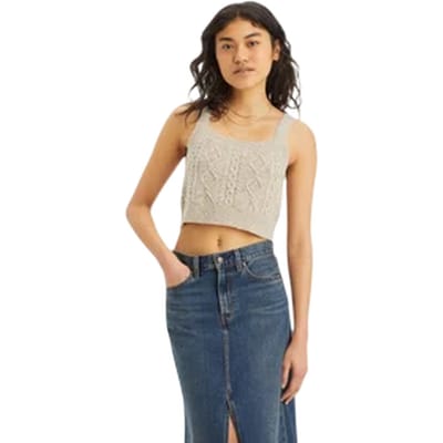 Levis Korte tanktop met kabelpatroon voor dames (Havermout Heather)