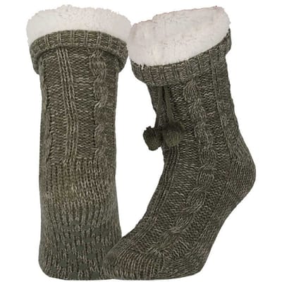 Apollo - Dames huissokken met antislip - Fashion groen - Maat 36/41 - Huissokken dames - Fluffy sokken - Slofsokken - Huissokken anti slip - Warme sokken - Winter sokken