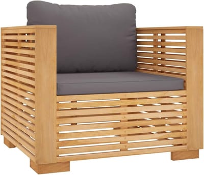Tuinstoel met kussen - Lounge stoel Fauteuil - Buiten Zitten - Massief teakhout - 78*70*60cm - Donkergrijs