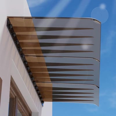 Deurluifel Polycarbonaat - Regenscherm Raam - Entree Beschermen - UV- en Regenbestendig - 40 x 130 cm - Bruin