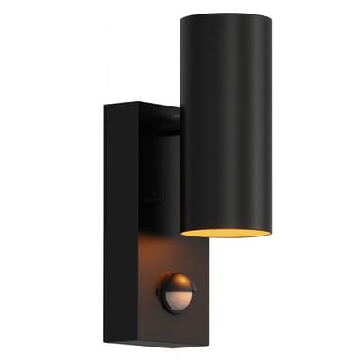 Luminize buitenlamp met bewegingssensor - wandlamp buiten met sensor - GU10 fitting - up en down light - instelbare sensor - 220V - IP44 - tuinverlichting - zwart