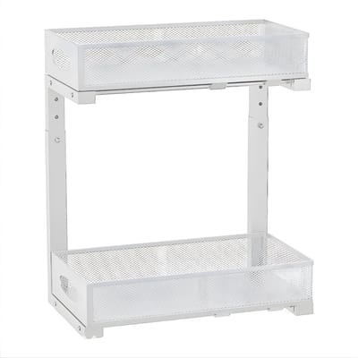 Keuken Onder Gootsteen Organizer 2-Laags - Uittrekbare Kastplank - Wit