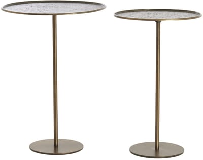 Light & Living bijzettafelset LIA donkerbruin met bronsaccent – Ø32x51+Ø38x54 cm