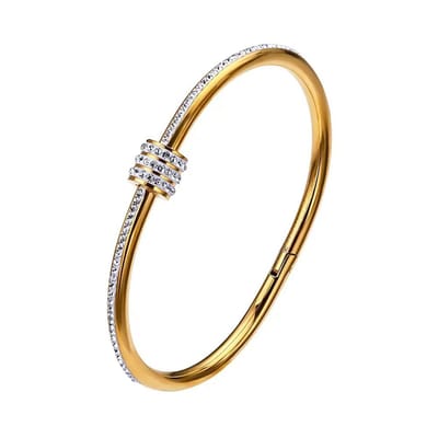 WeLoveSilver - chirurgisch staal armband - goudkleurige bangle met kristallen