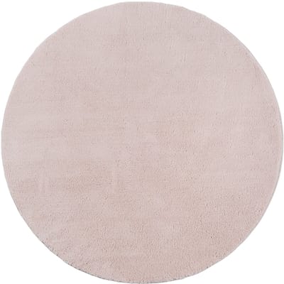 Mia’s Teppiche Taos – superzacht kortflor vloerkleed met antislip rug, wasbaar, Roze, 200 cm rond