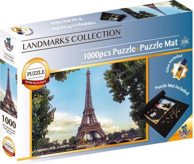 Superpack puzzel 1000 st + lijm en mat - Eiffeltoren.