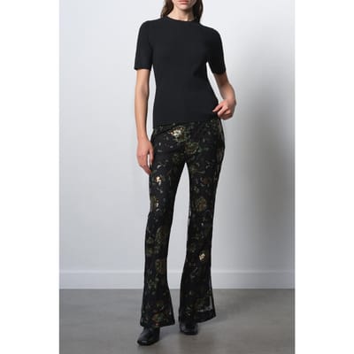 French Connection Roshene Sequin Flare Trousers Black Sequin Multi Maat: 10 | Pantalons Outlet | Dames | Zwart